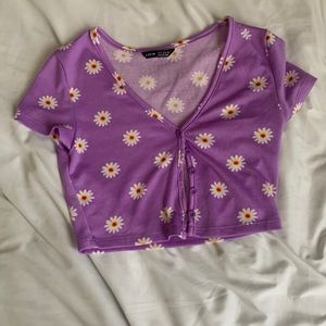 Purple daisy crop top